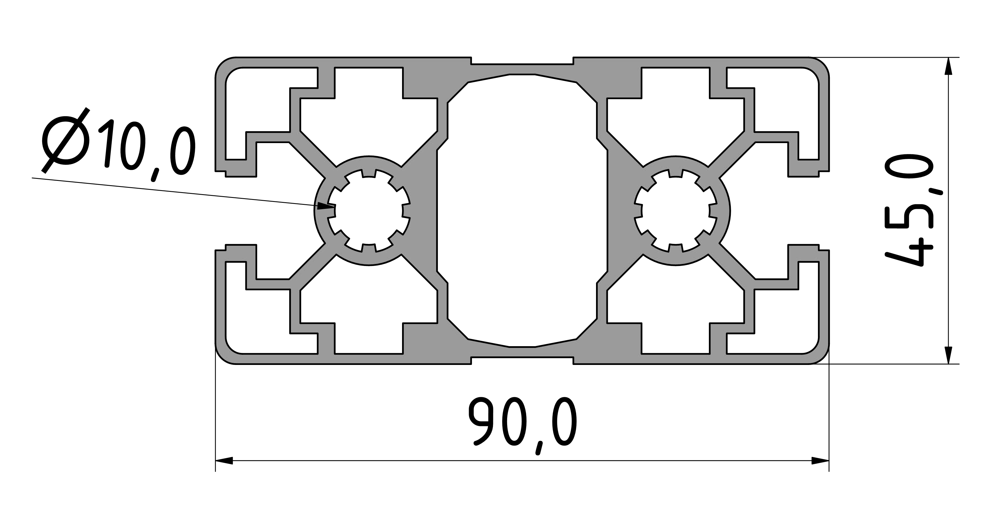 Strebenprofil 45x90 2N Strebenprofil 45x90 2N
