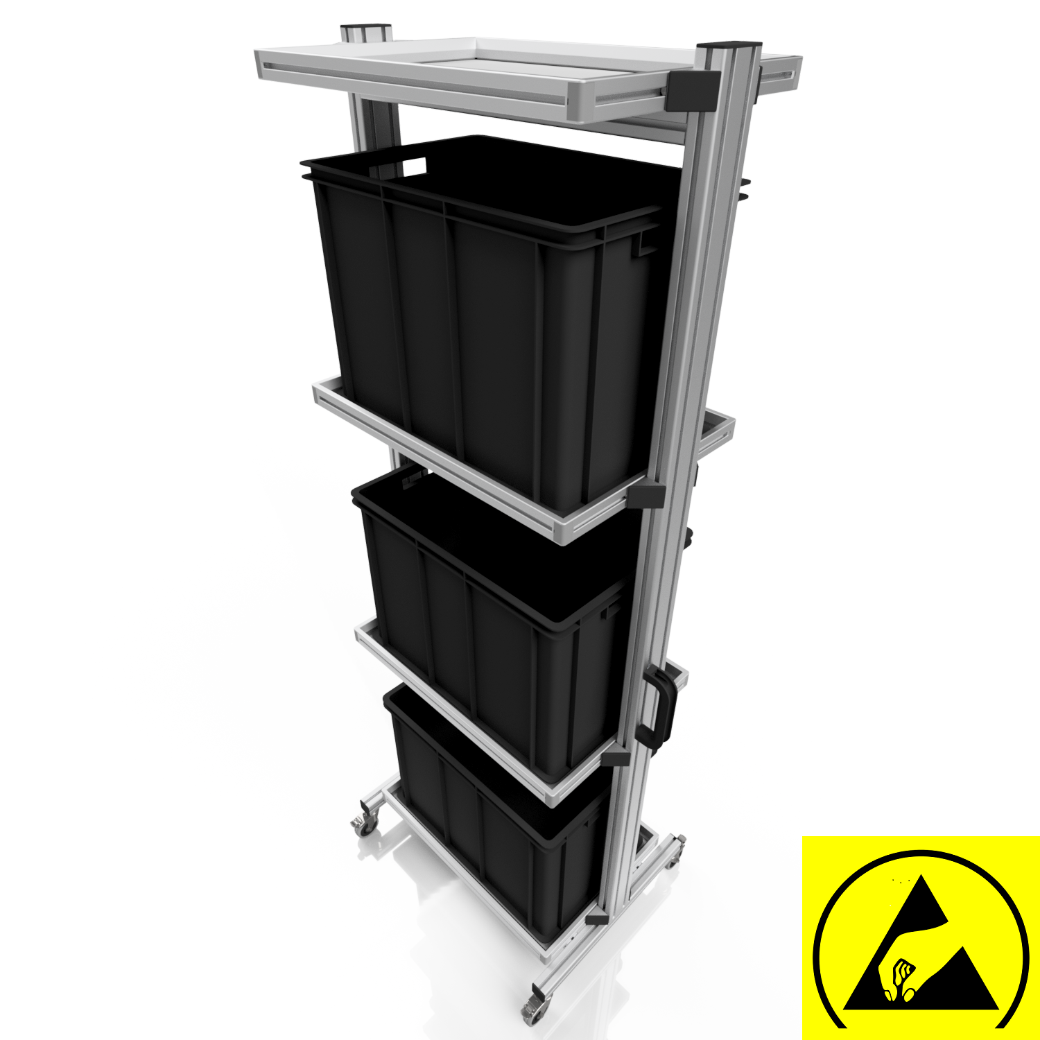 ESD system trolley for Euro containers 60 x 40 H 200 cm without pull ...