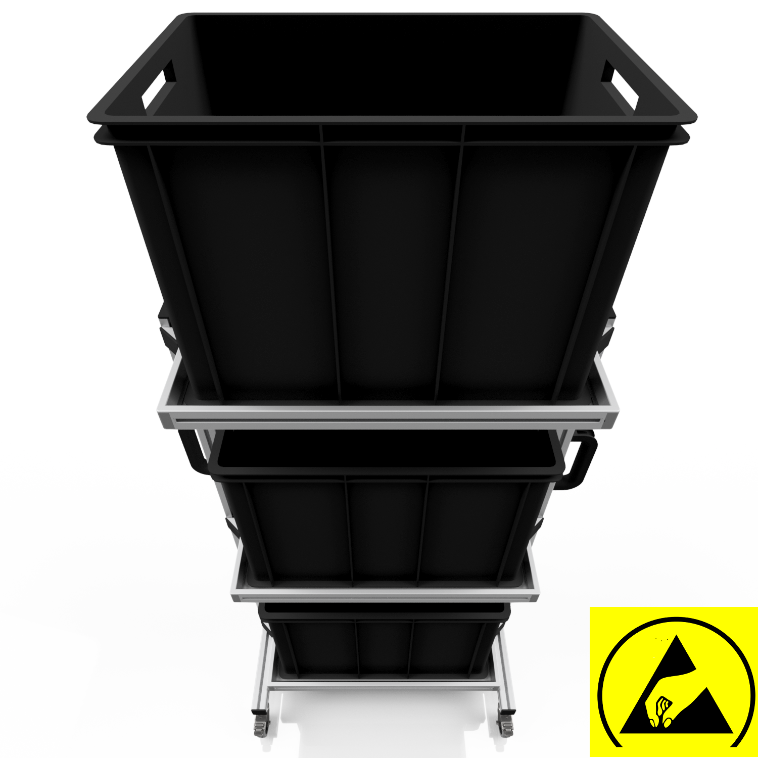 ESD system trolley for Euro containers 60 x 40 H 134 cm without pull ...
