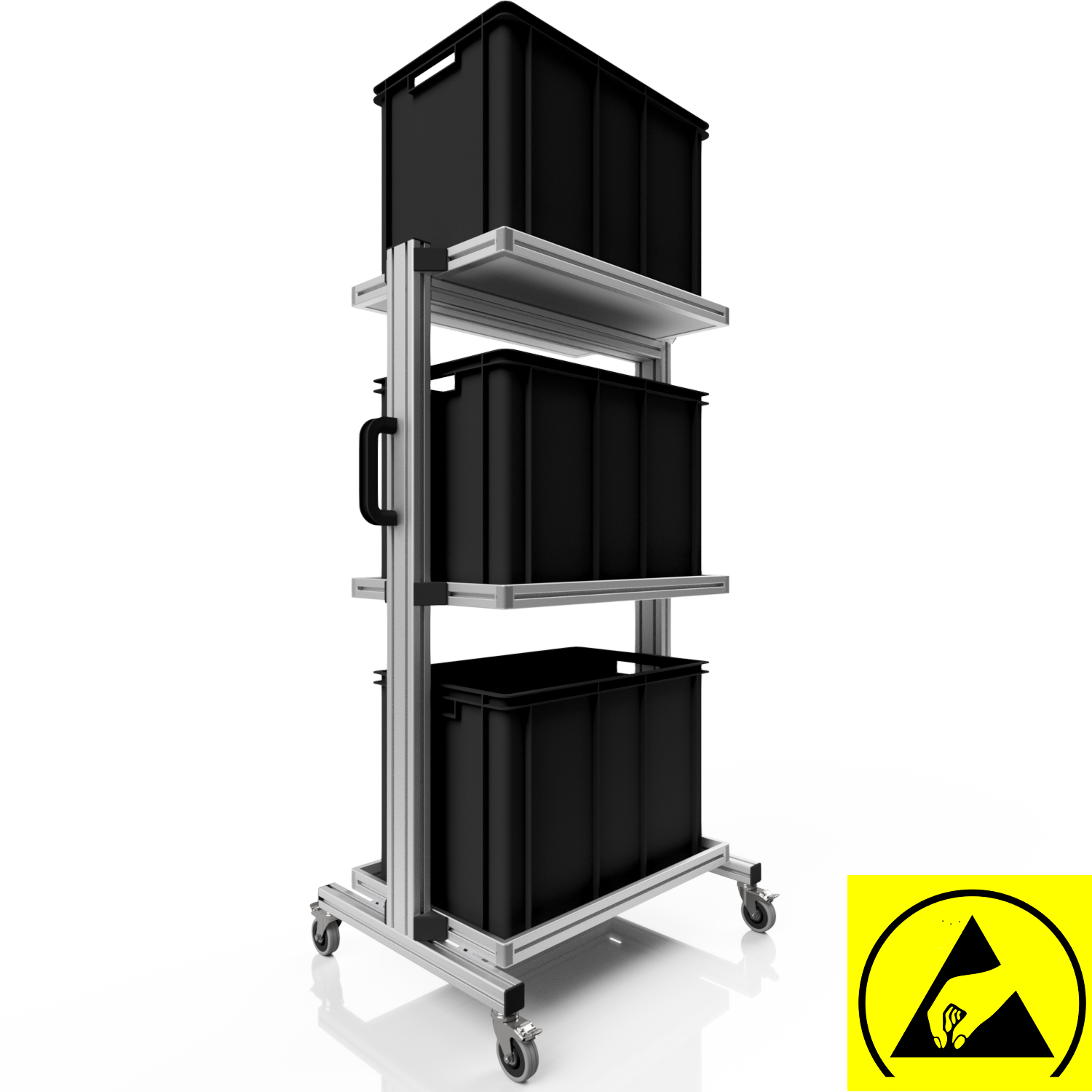 ESD system trolley for Euro containers 60 x 40 H 134 cm without pull ...